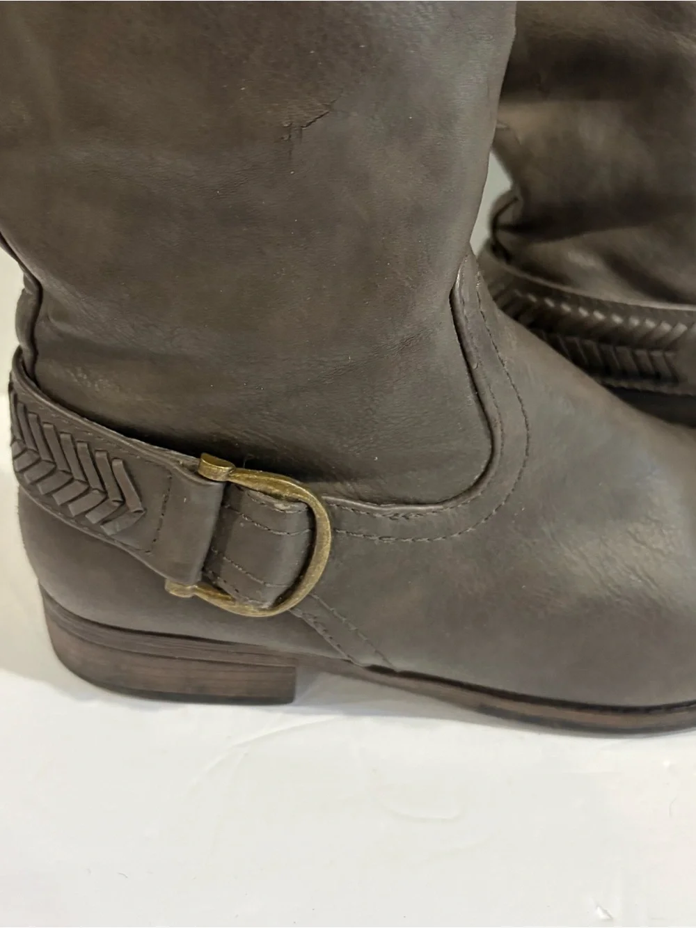 BASS‎ Adrina Gray Brown Tall Riding Boots Sz 7.5 Boho Equestrian Classic